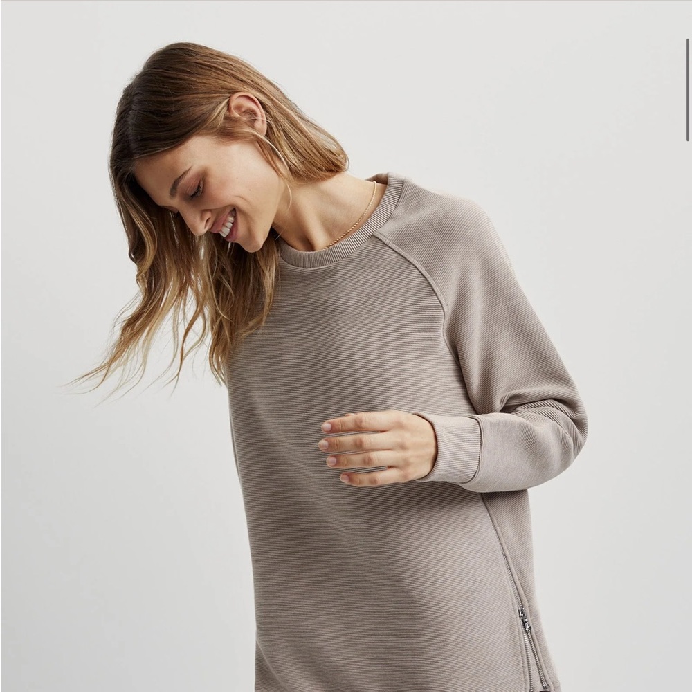 Varley Manning Sweat Taupe ribbed Sweatshirt Small